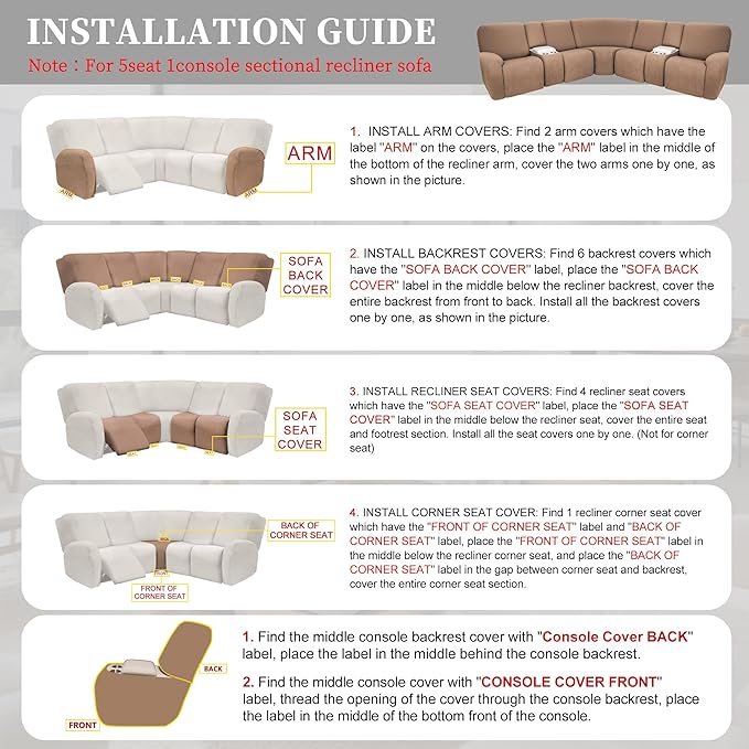 100% Waterproof Sectional Recliner Couch Covers