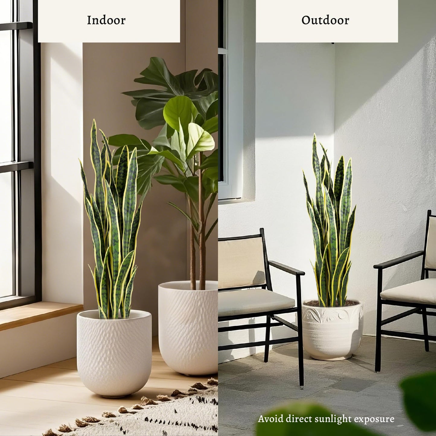 KOL 3ft Artificial Snake Plant, Fake Sansevieria Potted Floor Plants, Lifelike Faux Leaves, Indoor Home Office Room Decoration, Mother-in-Law Tongue, 35in, Yellow