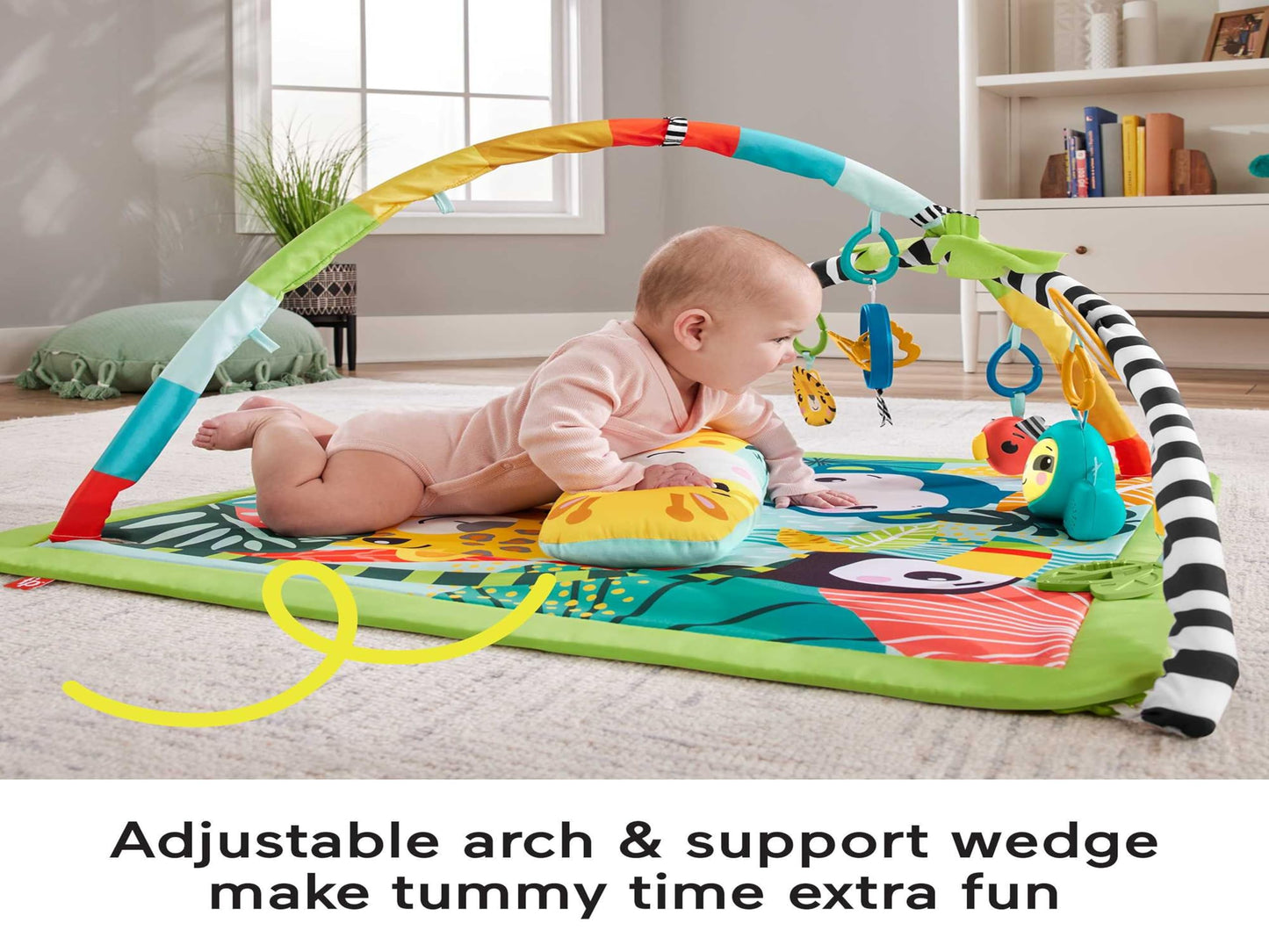 Fisher-Price 3-In-1 Rainforest Sensory Gym & Baby Play Mat | Baby Play Gym Mat for Newborn to Toddler with Light Up Musical Sloth, Toys and Comfy Jungle Gym Playmat Toys | Playmats & Floor Gyms, HJW08