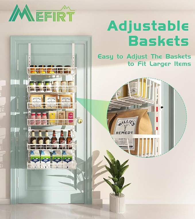 Over The Door Pantry Organizer, Wall Mount Spice Rack, Pantry Hanging Storage