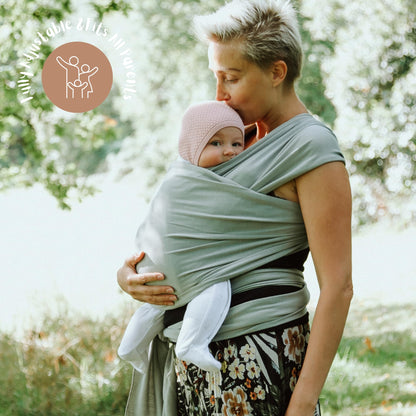Baby Sling Wrap Newborn to Toddler Carrier 7-35lb - Soft Stretchy Baby Wrap Sling - Safety Tested - Hands-Free Baby Wrap Carrier - Newborn Sling (Sage)