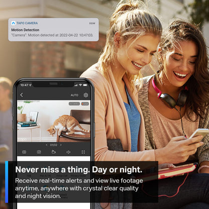 TP-Link Tapo 2K Indoor Security Camera for Baby Monitor, Dog Camera w/Motion Detection, 2-Way Audio Siren, Night Vision, Cloud & SD Card Storage(Up to 256 GB), Works w/Alexa & Google Home(Tapo C110)