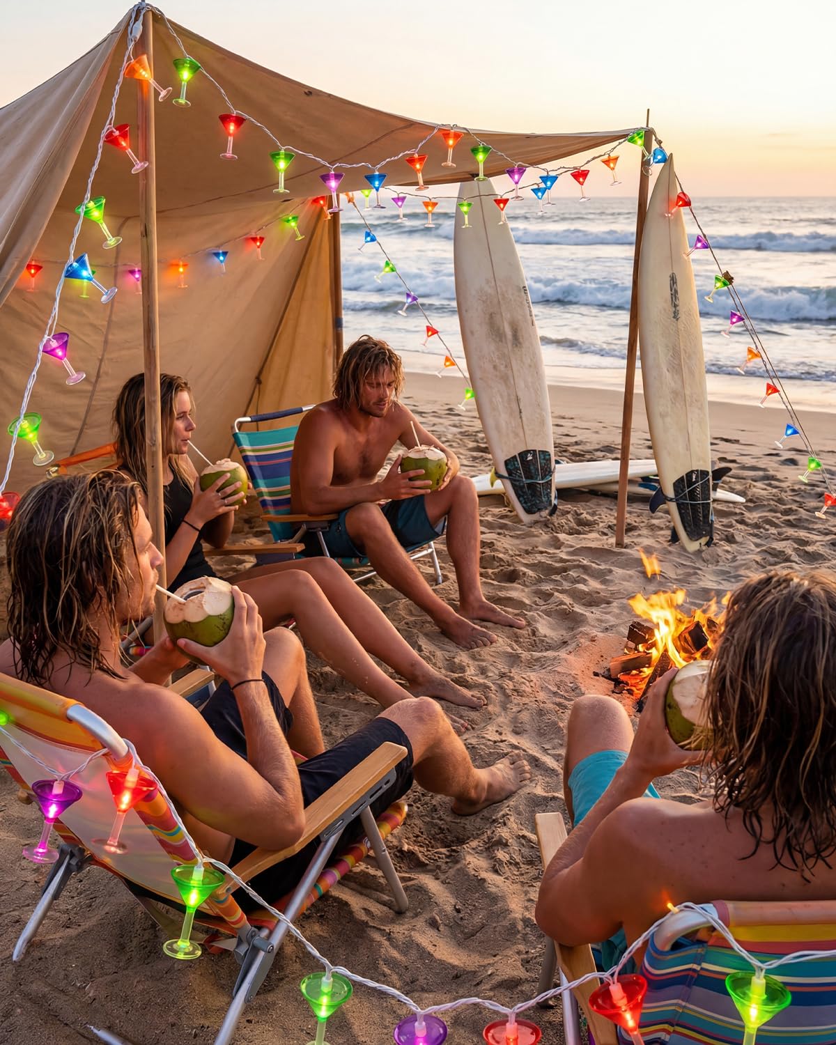 SUNSGNE LED Summer Decorative Indoor String Lights, 8.5ft Margarita Cup Hanging String Lights, Plug in Warm White Fairy Light String for Outdoor Party Birthday Holiday Bistro Bar Decorations