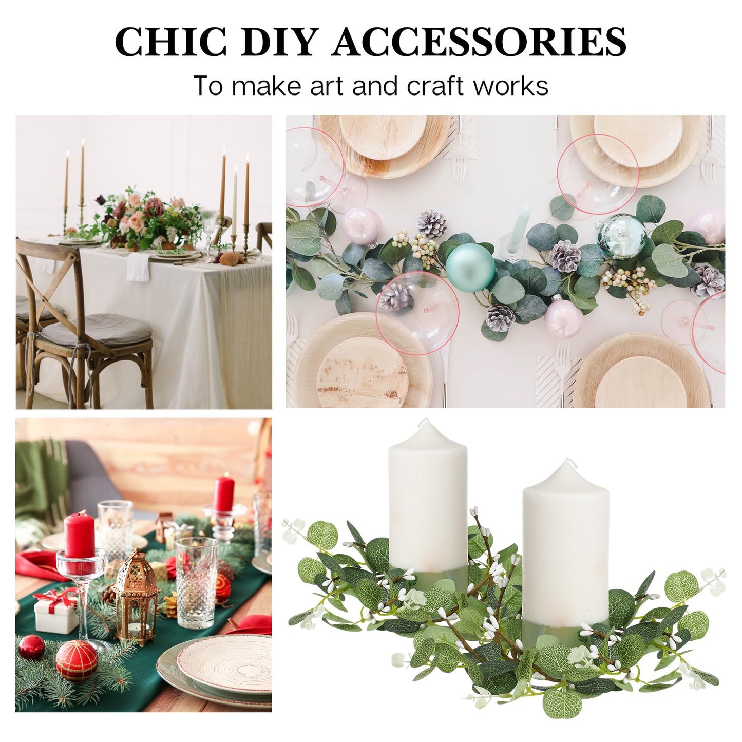 Healeved 4pcs Eucalyptus Wreaths Small Spring Candle Rings Wreaths Easter Candle Rings for Pillars, 9. 43x9. 43x0. 79in