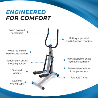 Stamina Products 40-0069 Spacemate Adjustable Folding Exercise Fitness Stepper Machine with Digital Monitor and Transport Wheels