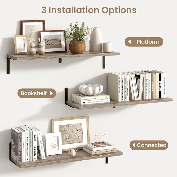 Fun Memories Deep Floating Shelves, 32W x 8D Floating Shelves Set of 2