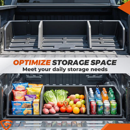 GEARLAST 52 inch Truck Bed Cargo Box, Truck Bed Organizers and Storage,Truck Bed Storage System with Isolation Netting and Tarpaulin, Tailgate-Slide Design for Effortless Loading/Unloading