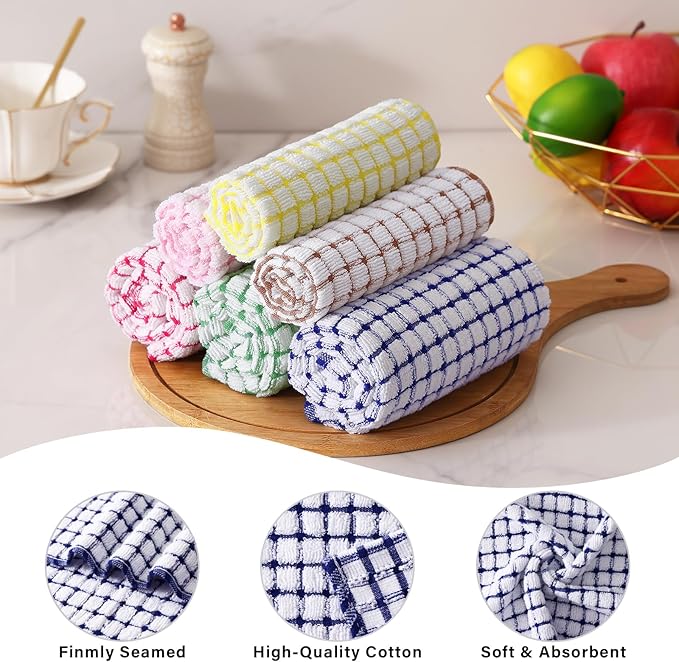 Homaxy Kitchen Towels and Dishcloths Set, 16 x 25 and 12 x 12 Inches, Super