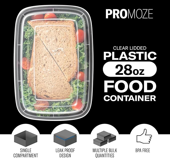 50-Pack Reusable Meal Prep Containers Microwave Safe Food Storage Containers