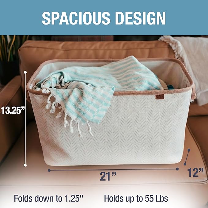 CleverMade Collapsible Laundry Basket LUXE 2 Pack – 60 L Foldable Cotton Blend