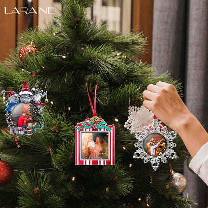 Laraine Christmas Tree Ornaments – 3-Piece Decorative Hanging 2025 Holiday Keepsake Gift Pendant with 2” Photo Frame Insert for Picture of Pet (3-Piece Gift Set (2025))
