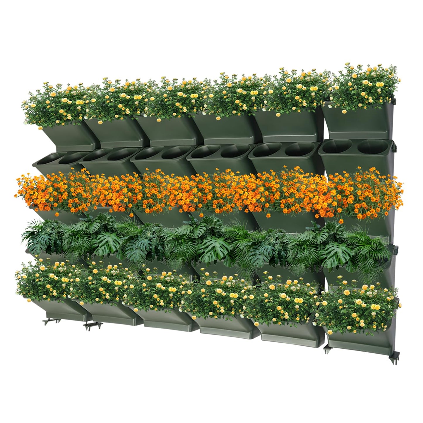 choayun Vertical Wall Planter, Stackable Wall Garden Planter with 30 Pockets for Indoor Outdoor, Self-Watering Hanging Wall Planters, Wall-Mounted Plant Pot Holder for Herbs Vegetables Fruits