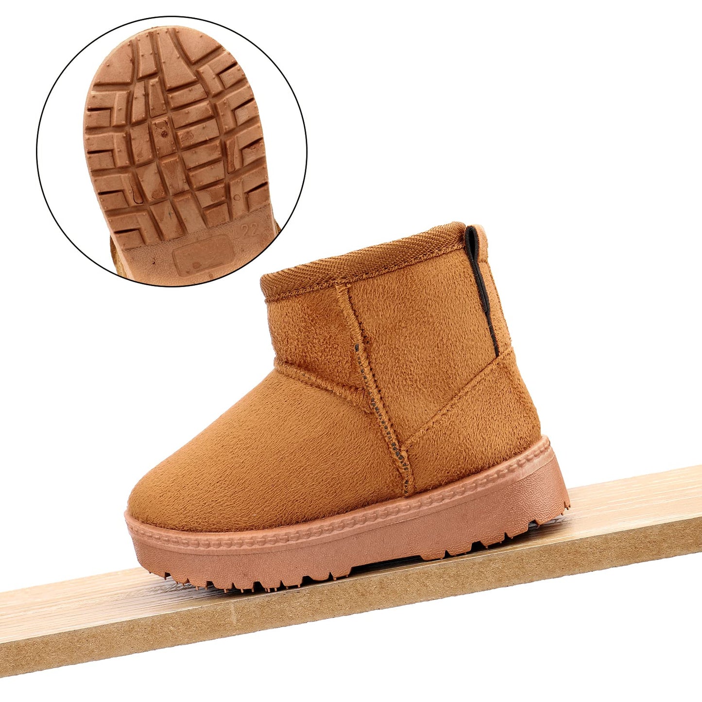 MK MATT KEELY Baby Winter Booties for Toddlers Kids Boy Girl Warm Snow Boots Plush Shoes with Soft Rubber Sole Khaki