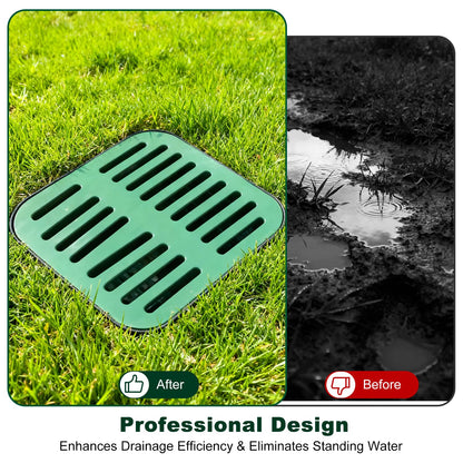 24Inch Catch Basin with Grate, Square Extra Large Yard Drainage Catch Basin for Drainage with Debris Basket, No Pre-Drilled Holes for Patios, Downspout, Municipal Pipeline