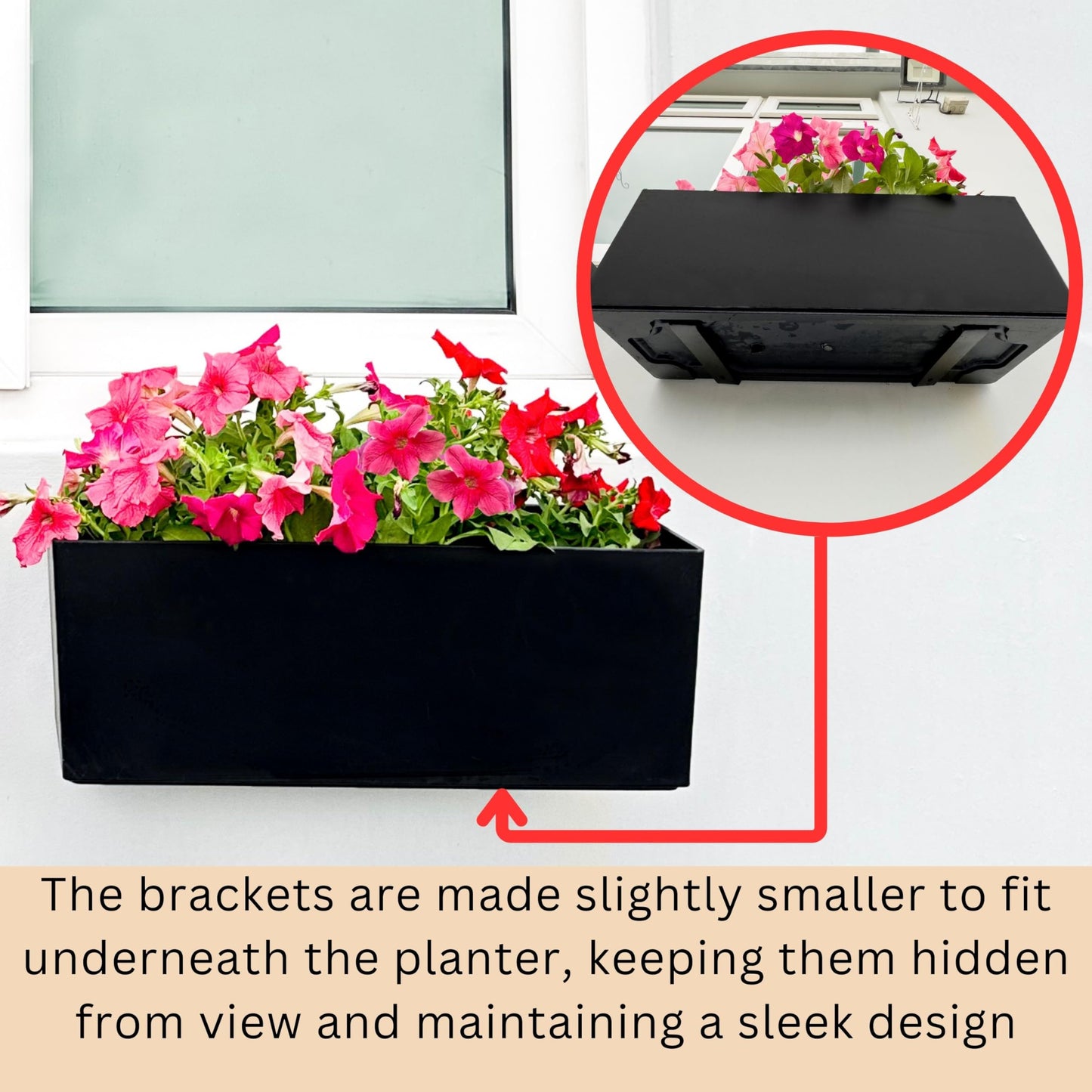LaLaGreen Wall Planters for Outdoor (14 Inch, 4 Pack) Black Self Watering System Hanging Planter Box Flower Pot, Rectangular Wall Mount Indoor Vertical Living Garden Decoration Window Sill Herb Trendy