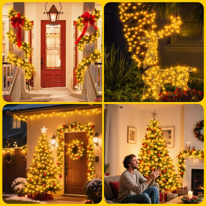 echosari Connectable 400 LED Christmas Lights, Extra Long 66Ft Outdoor String Lights Plug in with Remote Timer for Patio Garden Tree Decor (Warm White)