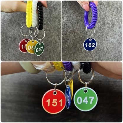 NumRealm Aluminum Alloy Metal Number Key Tag Set - Numbered ID Tags Key Chain with Rings - Blue 1 to 200