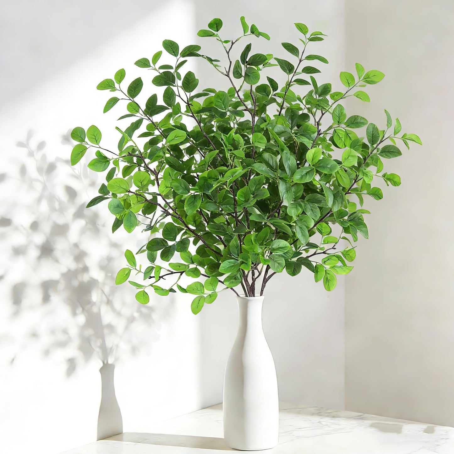 Uieke 8Pcs 37" Faux Eucalyptus Stems, Artificial Plants Indoor Lifelike Silk Plastic Plants for Spring Decoration, Faux Greenery Stems for Wedding Kitchen Home Decor