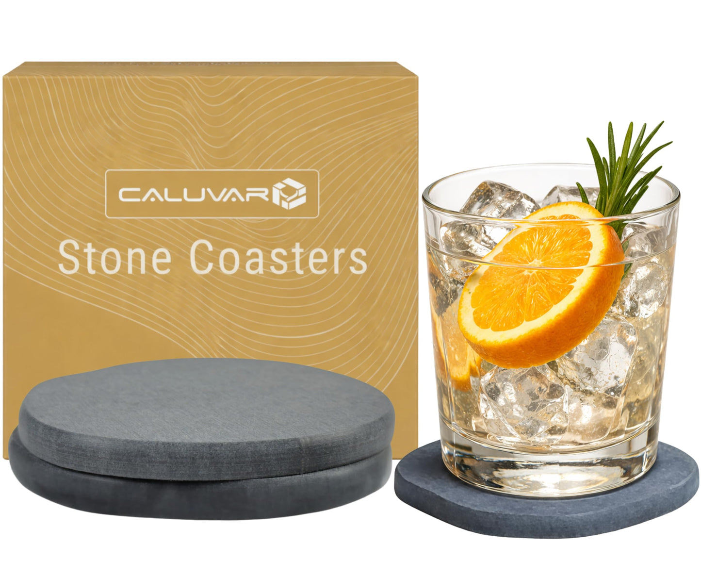 Stone Coasters Slate Set of 2, Stone Drying Mat for Kitchen Counter, Absorbent Diatomaceous Earth Coasters for Drinks, Diatomite Small Plant Coaster, Housewarming Gift, Coffee Table Decor