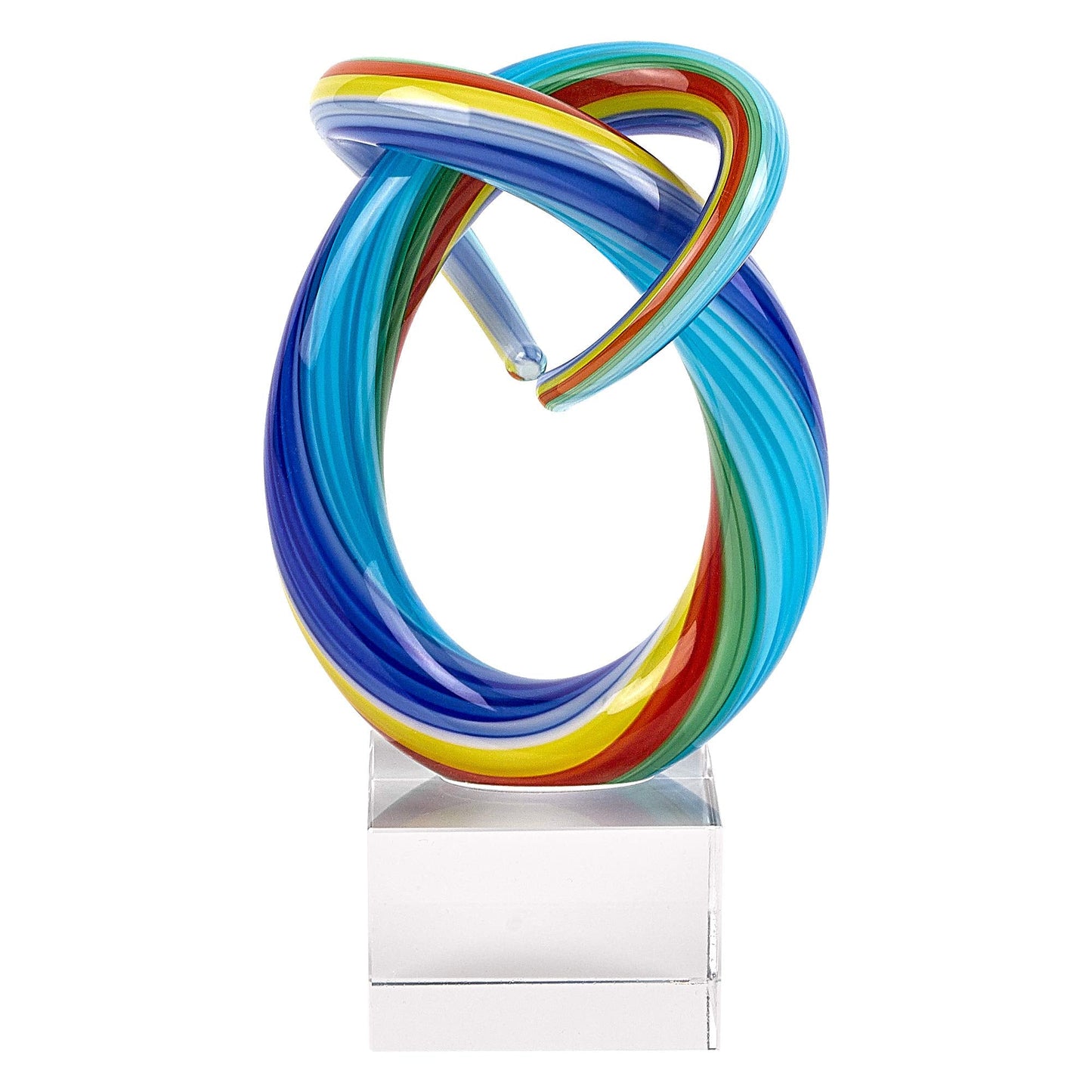 Badash Mini Rainbow Murano-Style Glass Sculpture - 6" Tall Mouth-Blown Art on Crystal Base - Contemporary Home Decor Accent Piece
