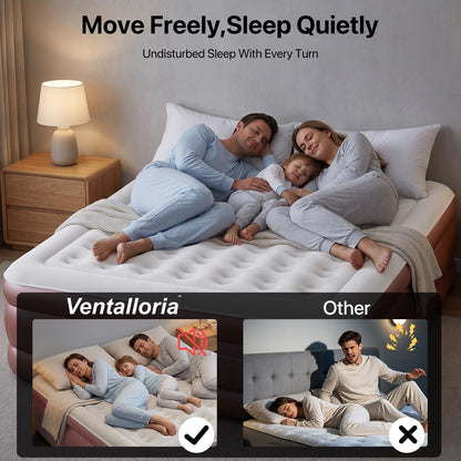 Ventalloria Luxury Air Mattress with Built in Pump Extra-Wide Queen Size Blow Up Mattress, 900 lbs Support Airbed Inflatable Mattress 17" Raised Air Bed, Inflatable Bed for Guest, Home & Camping