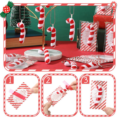Soulchen 24 Set Christian Christmas Ornaments Bulk Candy Cane Ornaments with The Legend of The Candy Cane Cards for Church Christmas Stocking Stuffers Party Favor