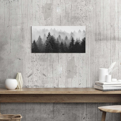 WALLSUP DECOR Misty Forest Canvas Wall Art: Black and White Pine Tree Picture Foggy Mountain Painting Modern Nature Landscape Artwork Prints for Bedroom Living Room Home Office