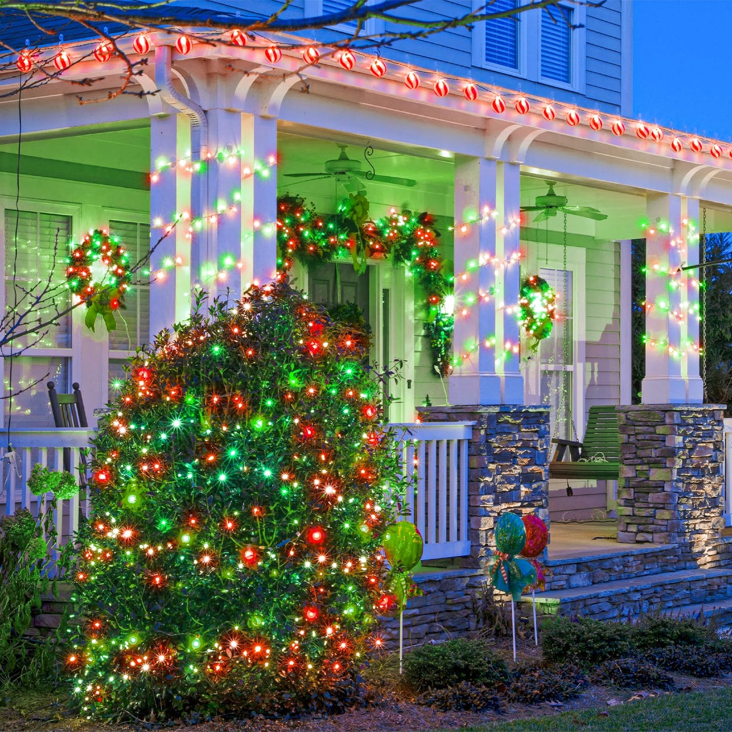 300 LED Christmas Lights Outdoor 100ft Extra Long Christmas String Lights 8 Modes Plug in Waterproof Fairy Lights with Timer Memory for Indoor Outside Bedroom Home Party Decoration, Red&Green
