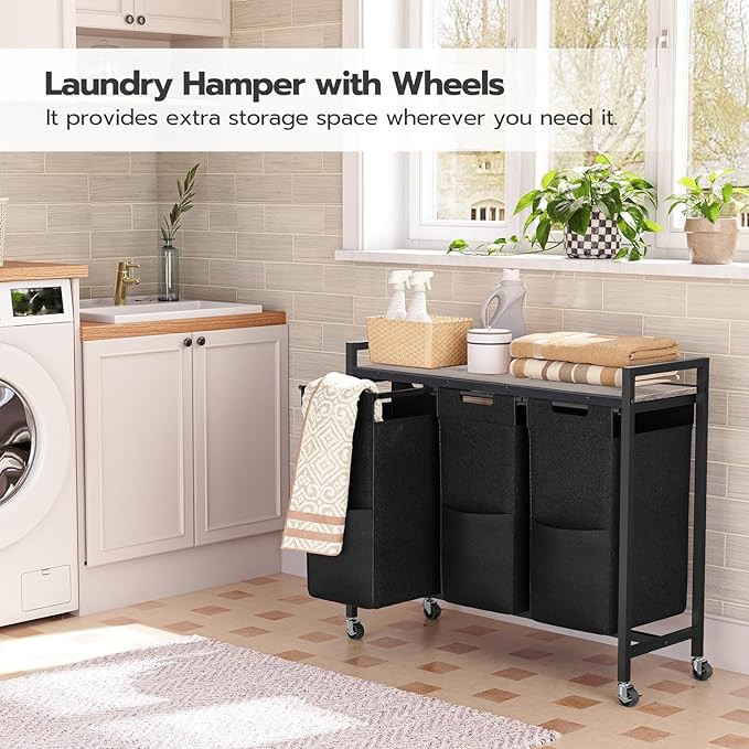 HOOBRO Laundry Sorter 3 Section, Laundry Hamper