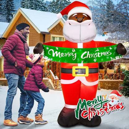 zukakii 7FT Christmas Inflatables Black Santa Claus Inflatable Outdoor Decorations with Built-in LED Light Christmas Blow Up Yard Decorations for Indoor Home Christmas Party Holiday Decor