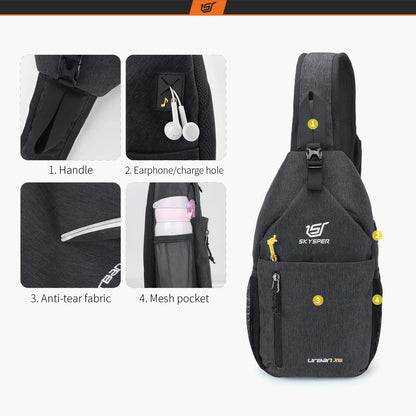SKYSPER Sling Bag Crossbody Backpack - Chest Shoulder Cross Body Bag Travel Hiking Casual Daypack for Women Men