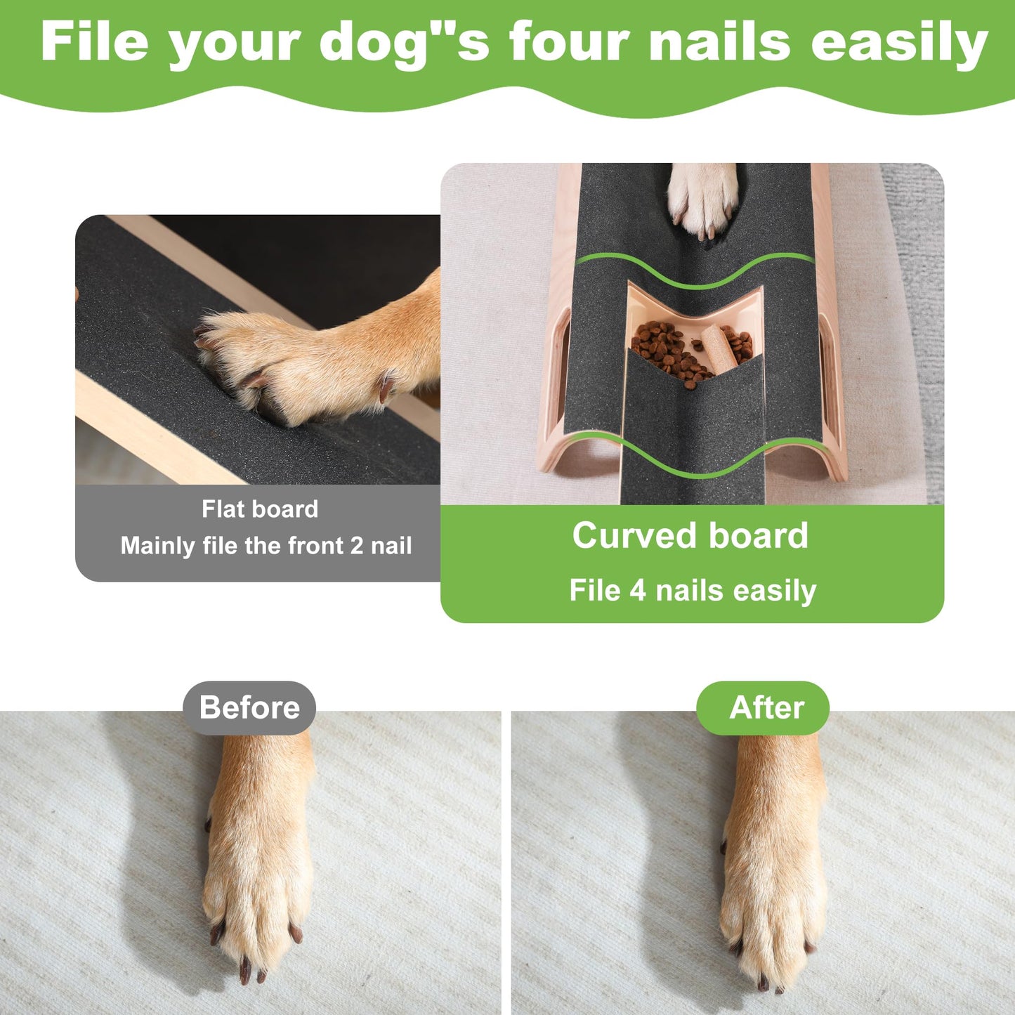 LovIntry M-Shaped Dog Scratch Pad for Nails with Treat Box, Dog Nail File Toy for Large Dogs, Shorten Dog’s Side Nail Easier (with Treat Box, L)