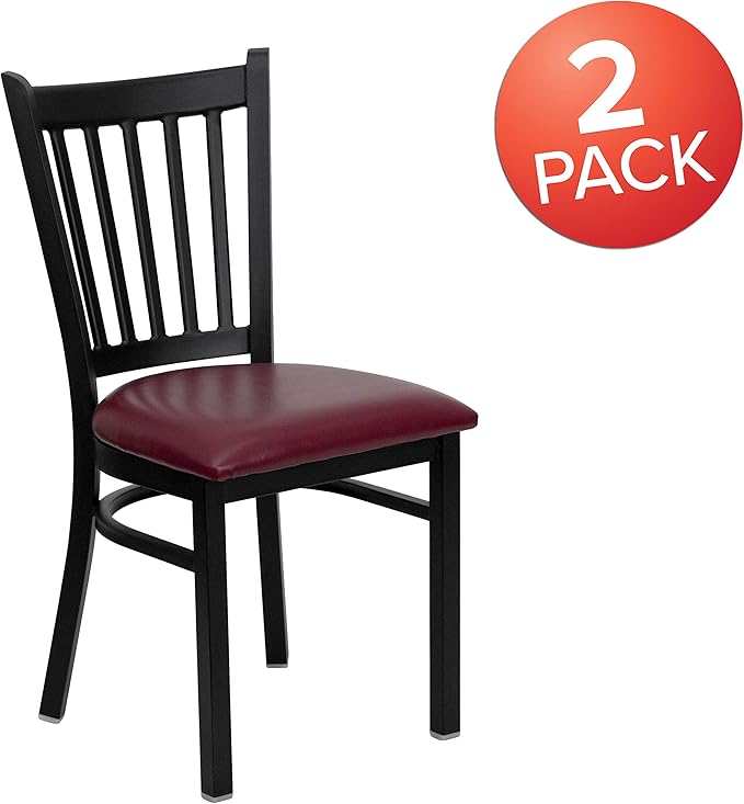 Flash Furniture 2 Pack HERCULES Series Black Vertical Back Metal Restaurant