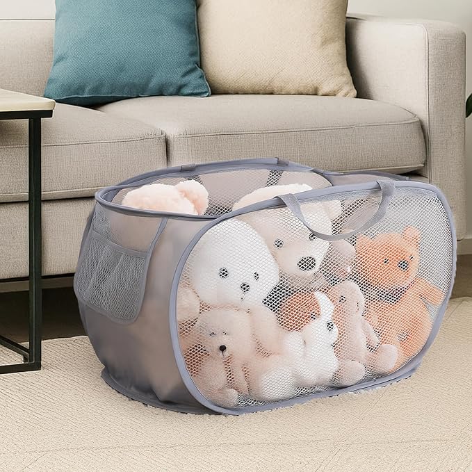 4 Pack Pop-Up Mesh Laundry Basket, Open Collapsible Laundry Baskets