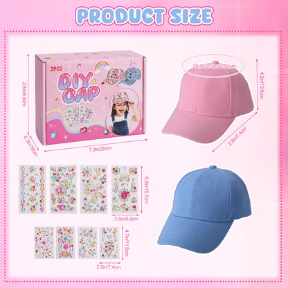 Zhamate DIY Baseball Cap Craft Kit for Girls, Kids Crafts with Stickers, Creative DIY Hat for Ages 6–12, Birthday Easter Gift Activity Set