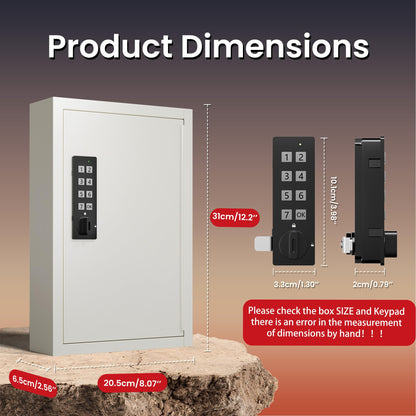 Grimtron 40 Keys Lock Box for Keys with Code, Electronic Key Box Wall Mount Cabinet, Private/Public Mode, Beige