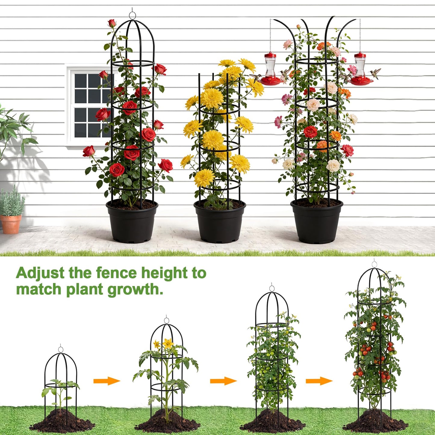 100% Metal Obelisk Garden Trellis 6.6 Ft Tall Plant Support for Climbing Vines and Flowers Stands,Rose Bush Round Trellis for Pots Metal Plant Flower Trellises for Clematis Vine Jasmine Outdoor Indoor