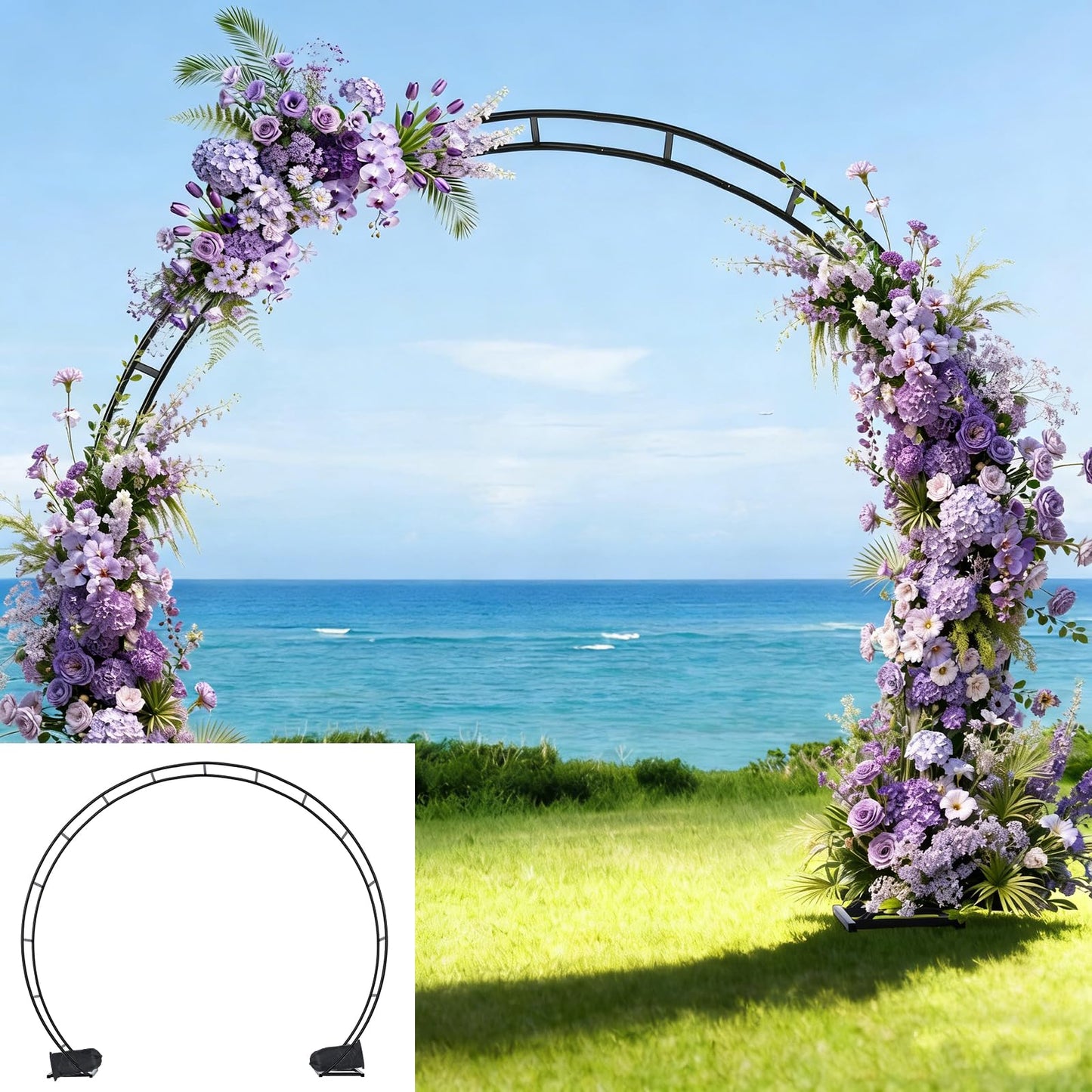 Large Metal Garden Arch Trellis,Wedding Arch. 8*7Ft. 19mm Heavy-duty Pipe, Arch Frame for Party Decorations,Balloon Arch.Garden Arbor Arch Trellis for Climbing Plants, With Base,Ground Stakes Sandbags