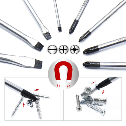 CCLIFE Screwdriver Set 8-Piece Magnetic Screwdriver Set with Slotted, Pozidriv and Phillips CR-V Screwdriver Set with Case