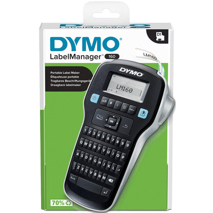 Dymo LabelManager 160 Label Maker | Handheld Label Printer with QWERTY Keyboard | Includes Black & White D1 Label Tape (12mm) | For Home & Office