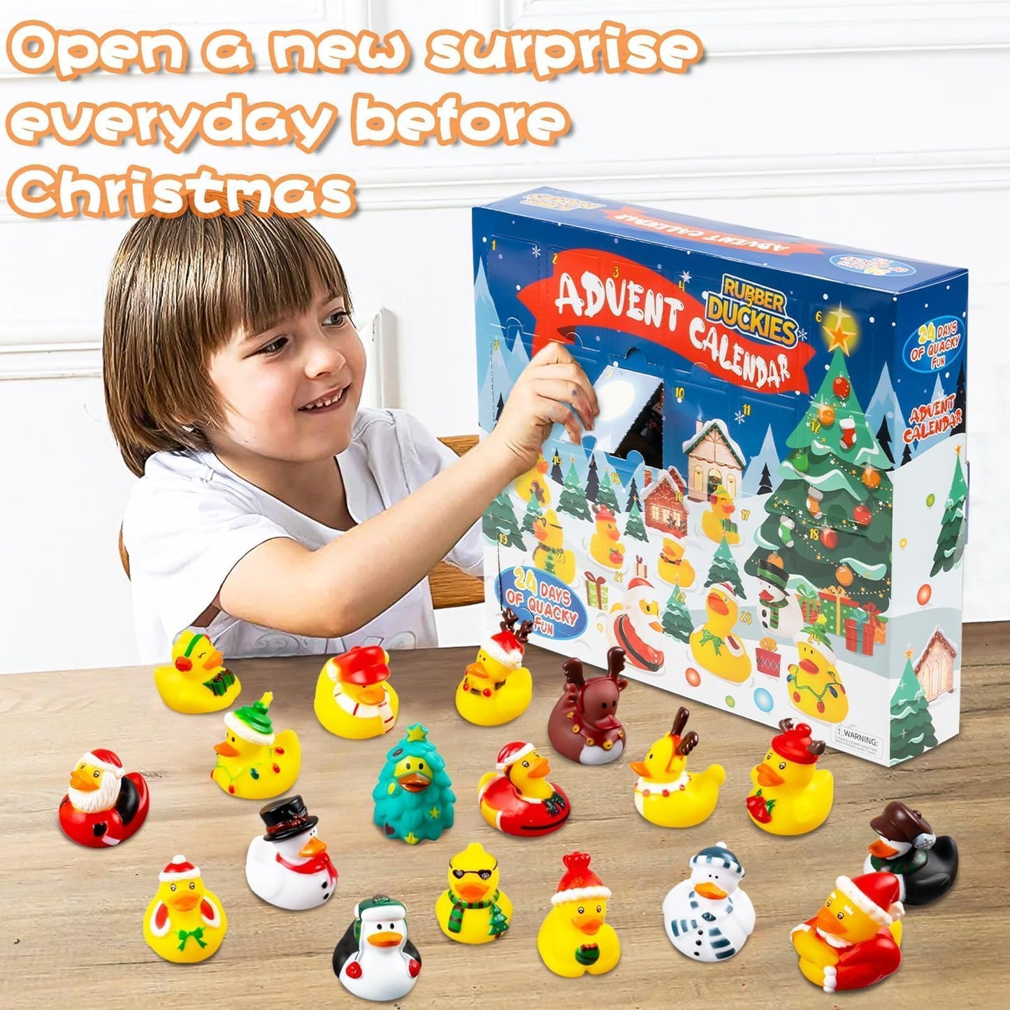 2025 Advent Calendar Christmas Ducks - 24pcs Rubber Duck Advent Calendar 24 Days of Christmas Countdown Toys for Xmas Party Favors Kids Toddlers