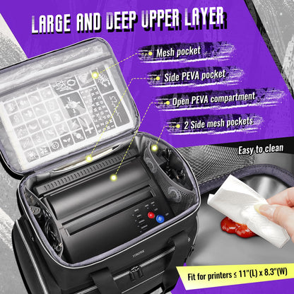 YOREPEK Tattoo Travel Case, Waterproof Tattoo Bag with 2 Removable Organizer Pouches, Adjustable Dividers, Tattoo Carrying Case for Equipment, Supplies, Stencil Printer, Artist Gifts