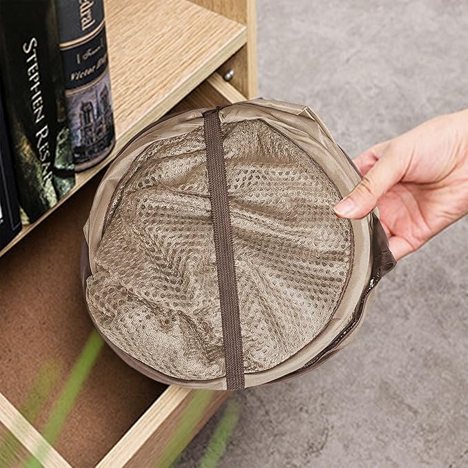 The upgraded pop-up laundry basket features a breathable side pocket mesh design