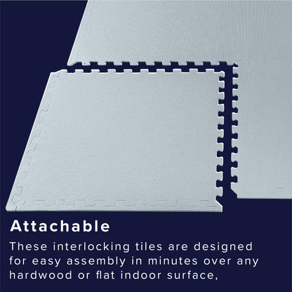 We Sell Mats 3/8" Thick Multipurpose EVA Foam Exercise Floor Mat, Interlocking Tiles, Anti-Fatigue for Home or Gym, 24 in x 24 in, 6 Tiles, ICY