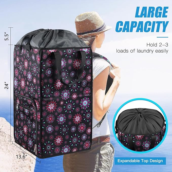 Bukere Laundry Backpack Bag for Women Girls, Extra Large Laundry Basket Hamper