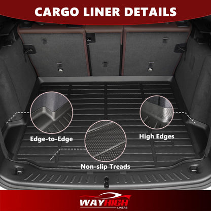 Wayhigh® Floor Mats & Cargo Liner for Toyota RAV4 Hybrid 2019-2024 2025(Only Hybrid) All Weather TPE Car Mats Waterproof Heavy Duty Floor Liners Custom Fit for RAV4 Accessories- Black