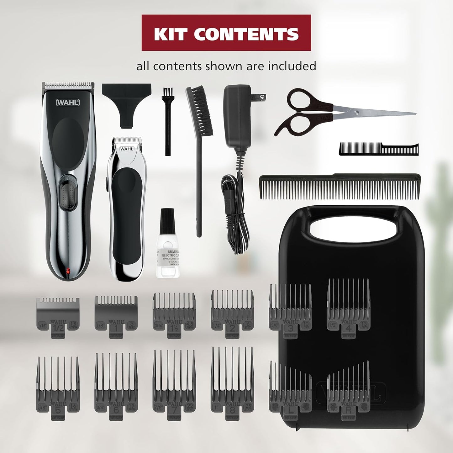 Wahl Clipper Cordless Chrome Pro Hair Clippers for Men and Battery Hair Trimmer Combo for Full Haircuts and Touch-Up Trims – Model 3026590