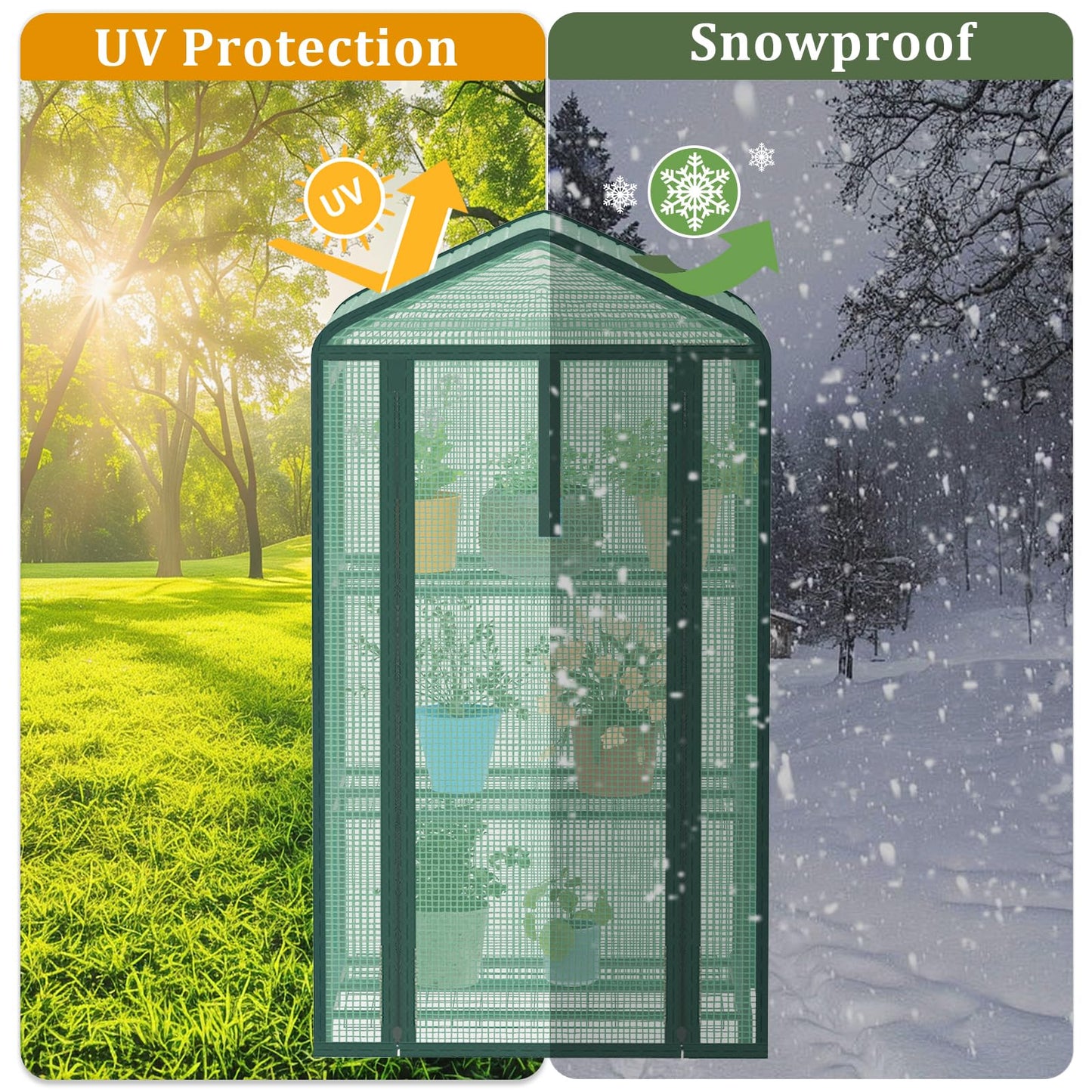 TianC beauty Greenhouse for Indoor Outdoor, Small Plastic Plant Green House 3-Tier Rack Stand Portable Greenhouses with Durable PE Cover for Seedling