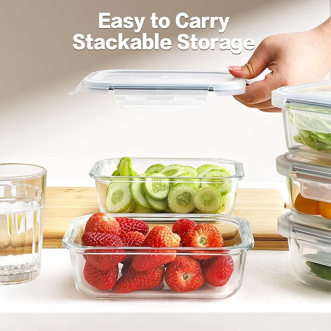 HOMBERKING 10 Pack 22oz Glass Meal Prep Containers, Food Storage Containers