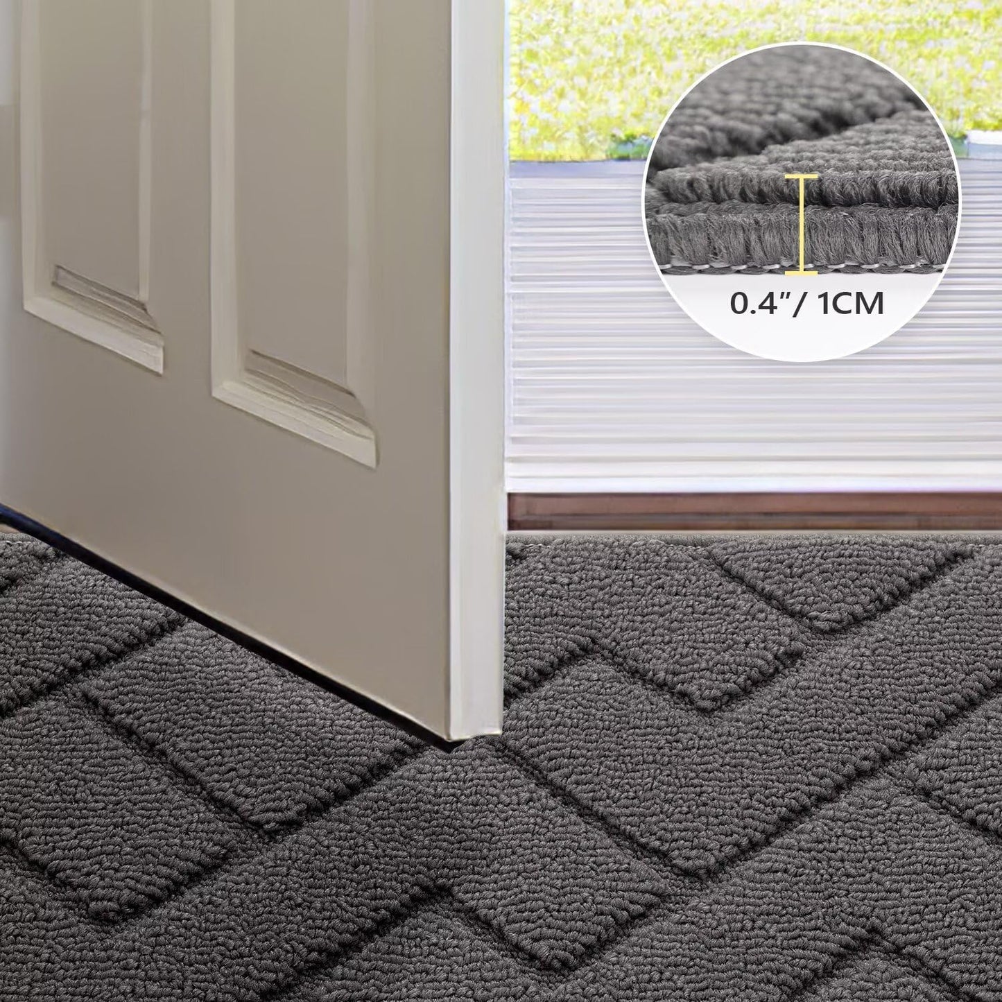 Biscpro Door Mats Indoor, Dirt Trapper Mat Absorbent Non-Slip Low Profile Doormat for Entrance, Inside, Kitchen, Front Door Mat Washable for Pets and Dogs— 50x80 cm, Grey